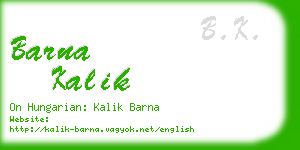 barna kalik business card